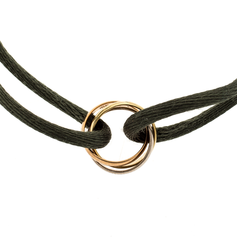 

Cartier Trinity Three Tone 18k Gold Green Adjustable Cord Bracelet