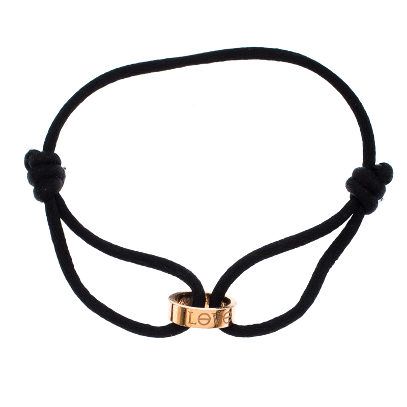 

Cartier Love 18k Rose Gold Black Cord Adjustable Bracelet