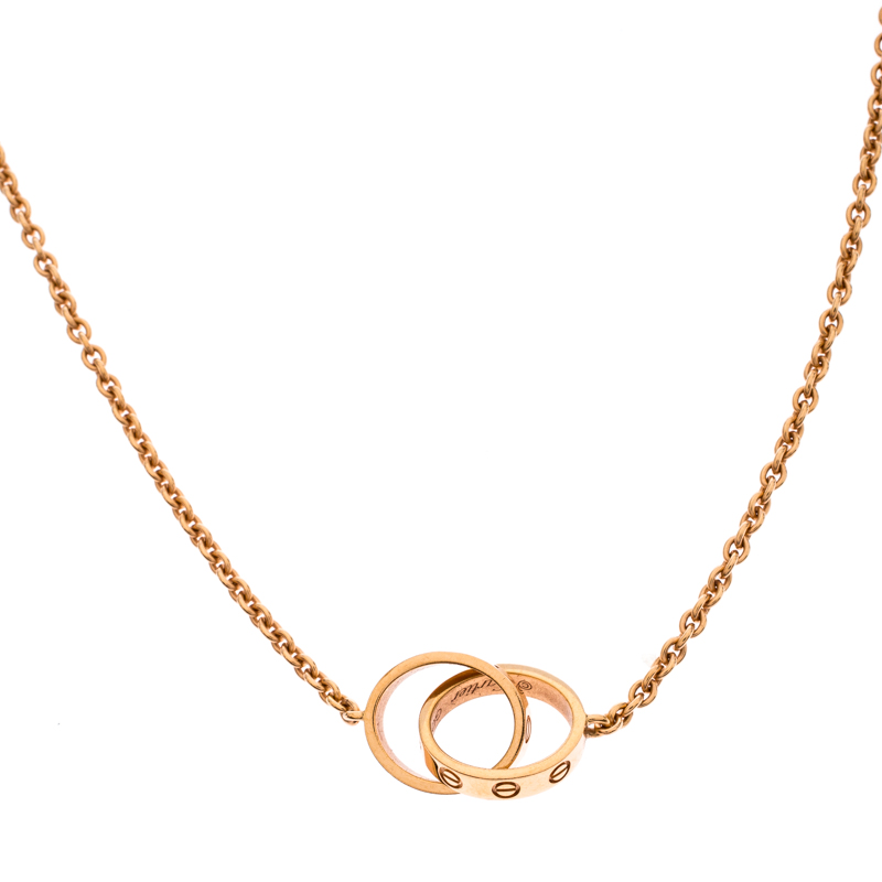Cartier Love 2 Hoops 18k Rose Gold Necklace
