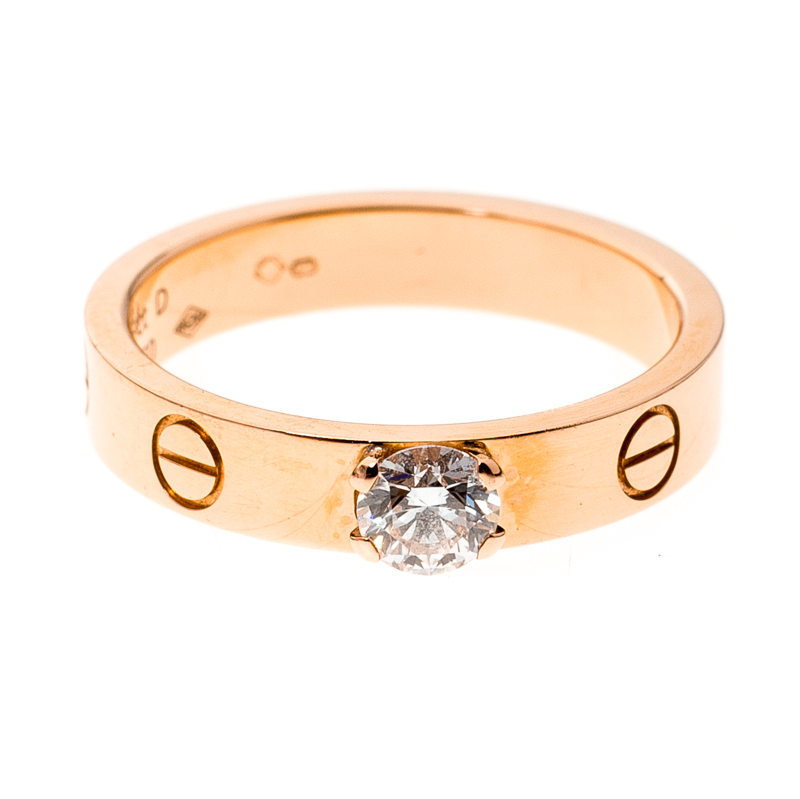 

Cartier Love 0.25ct Diamond Solitaire 18K Rose Gold Band Ring Size