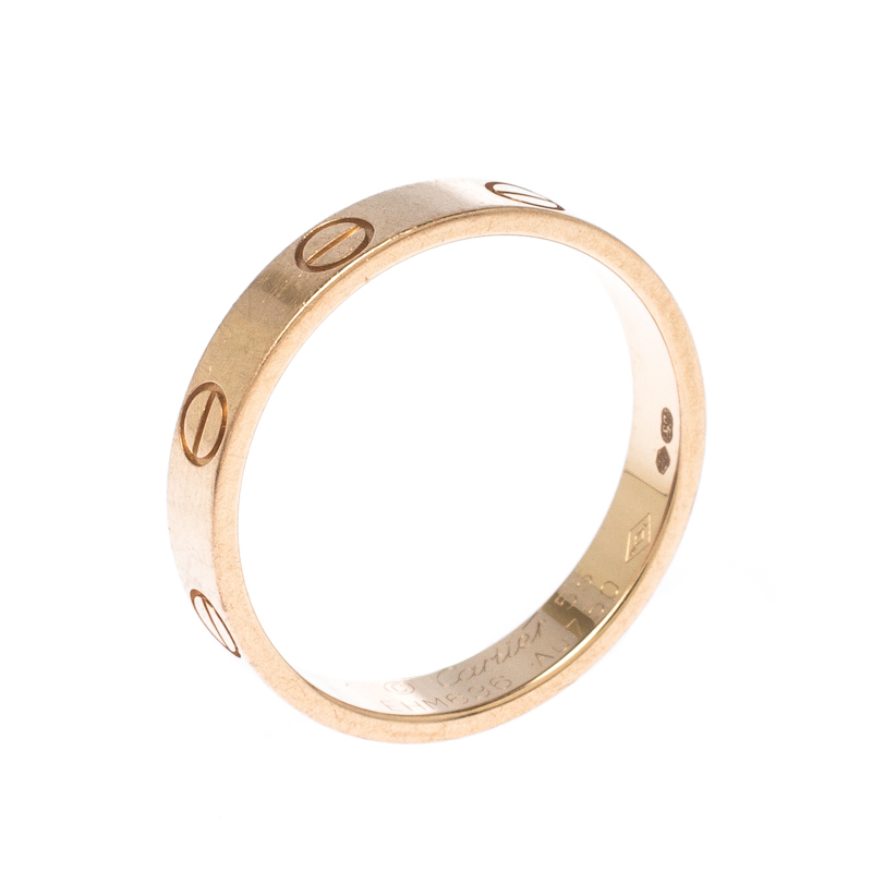 Cartier Love 18k Rose Gold Mini Band Ring Size 55