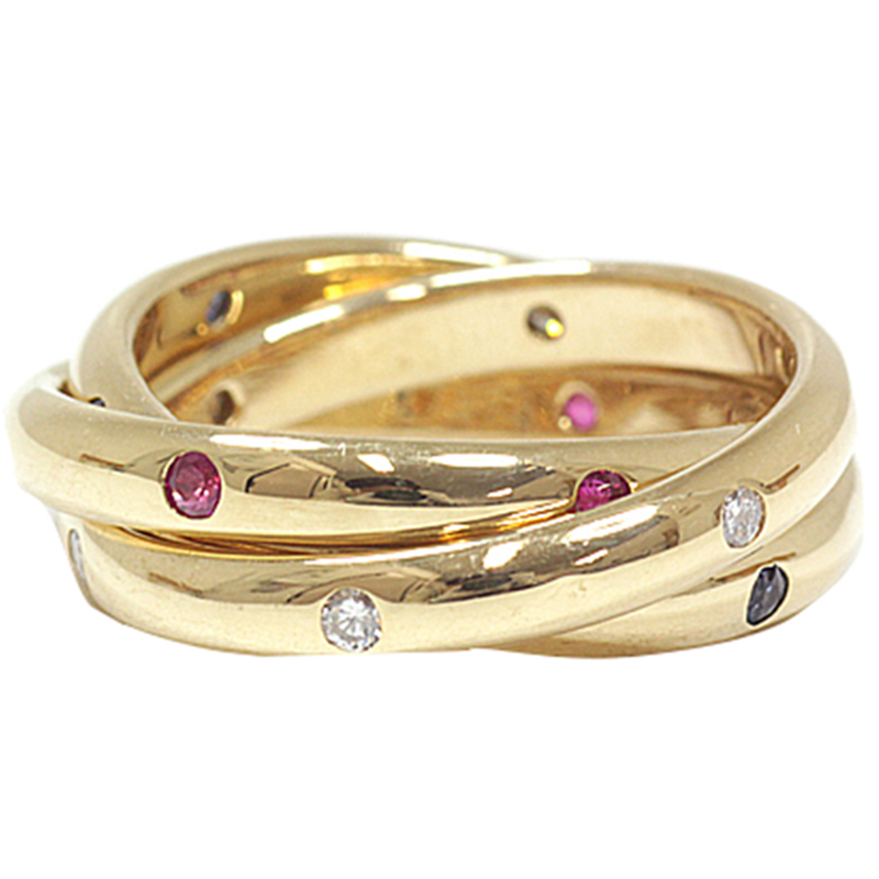 

Cartier Constellation Trinity Sapphire/Diamond/Ruby 18K Yellow Gold Ring Size