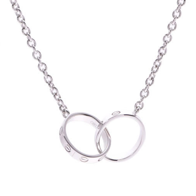

Cartier Love 2 Hoops 18k White Gold Necklace, Silver