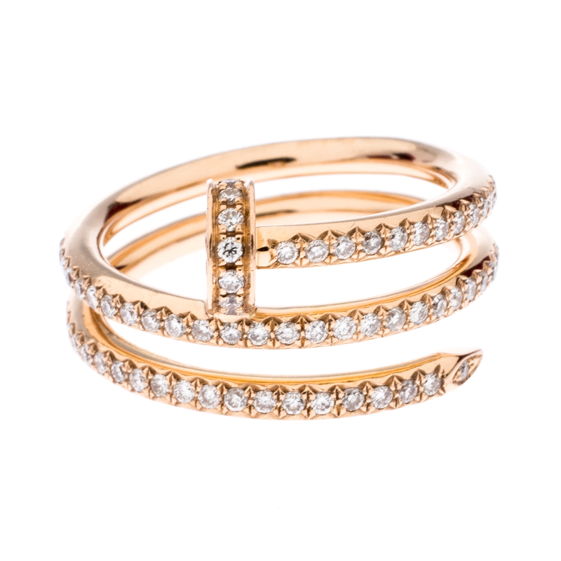 

Cartier Juste Un Clou 18K Rose Gold Diamonds Band Ring Size