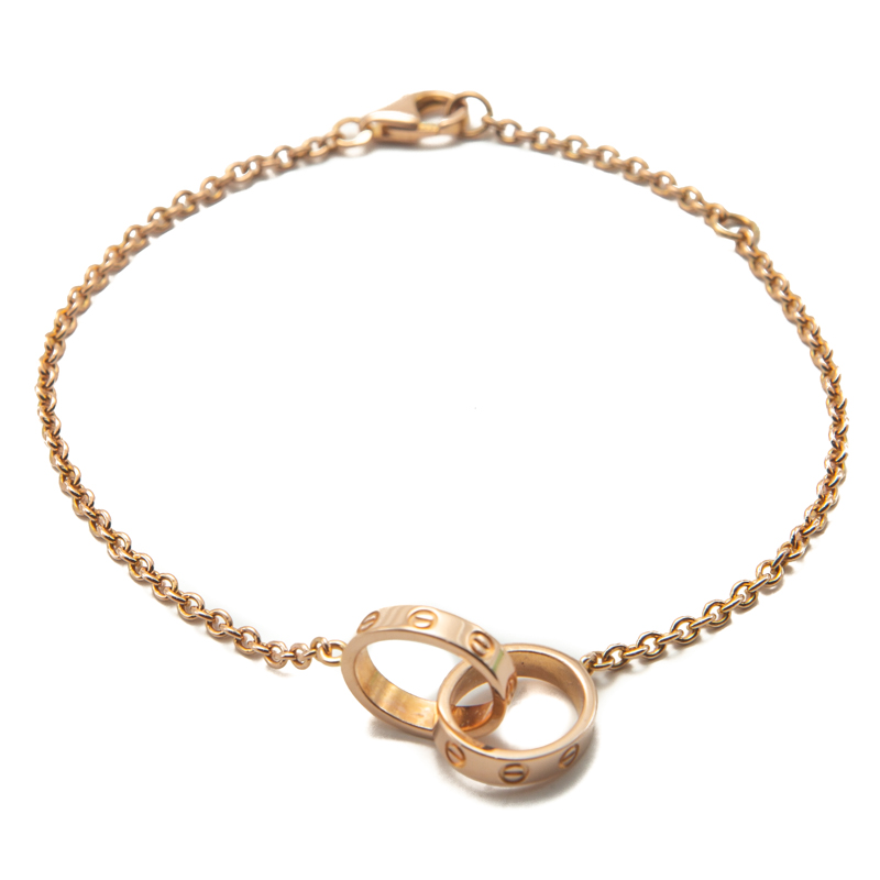 Cartier Love Rose Gold 2 Hoops Bracelet Size 18