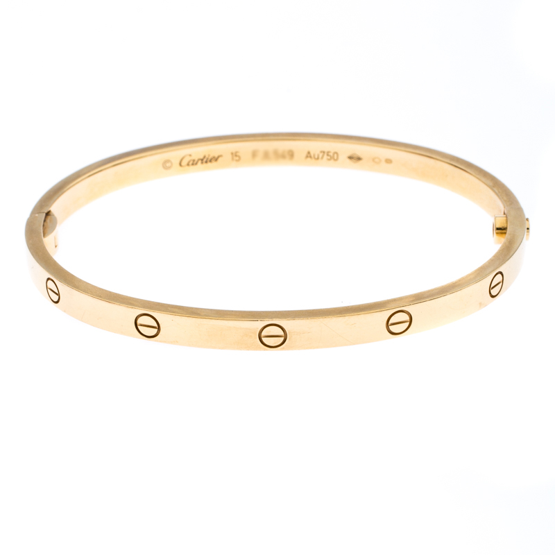 Cartier Love 18K Yellow Gold SM Bracelet 15