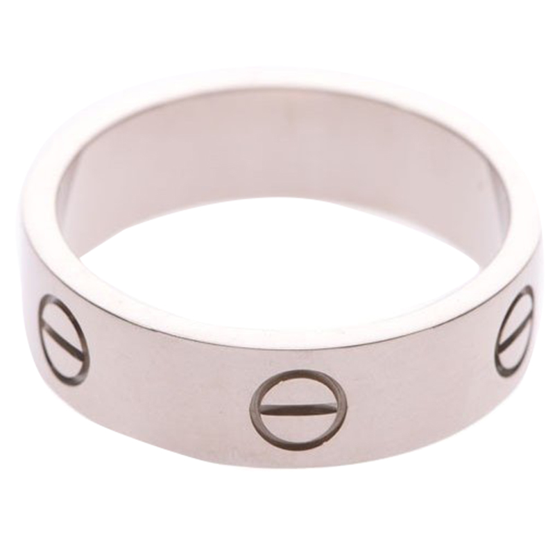 

Cartier Love 18K White Gold Band Ring Size, Silver