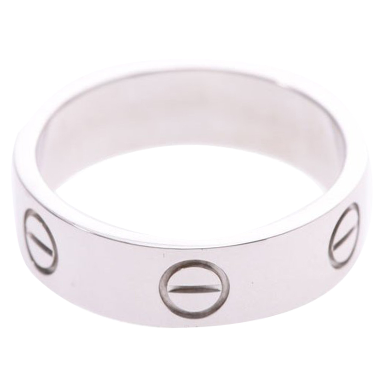 

Cartier Love 18K White Gold Band Ring Size, Silver