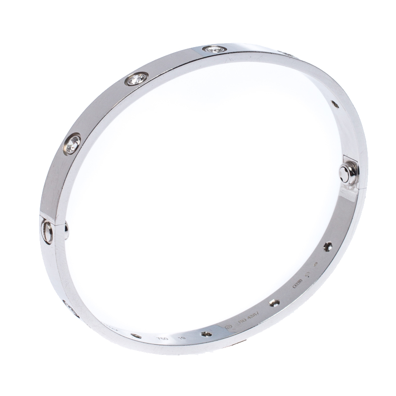 

Cartier Love 10 Diamonds 18K White Gold Bracelet 19