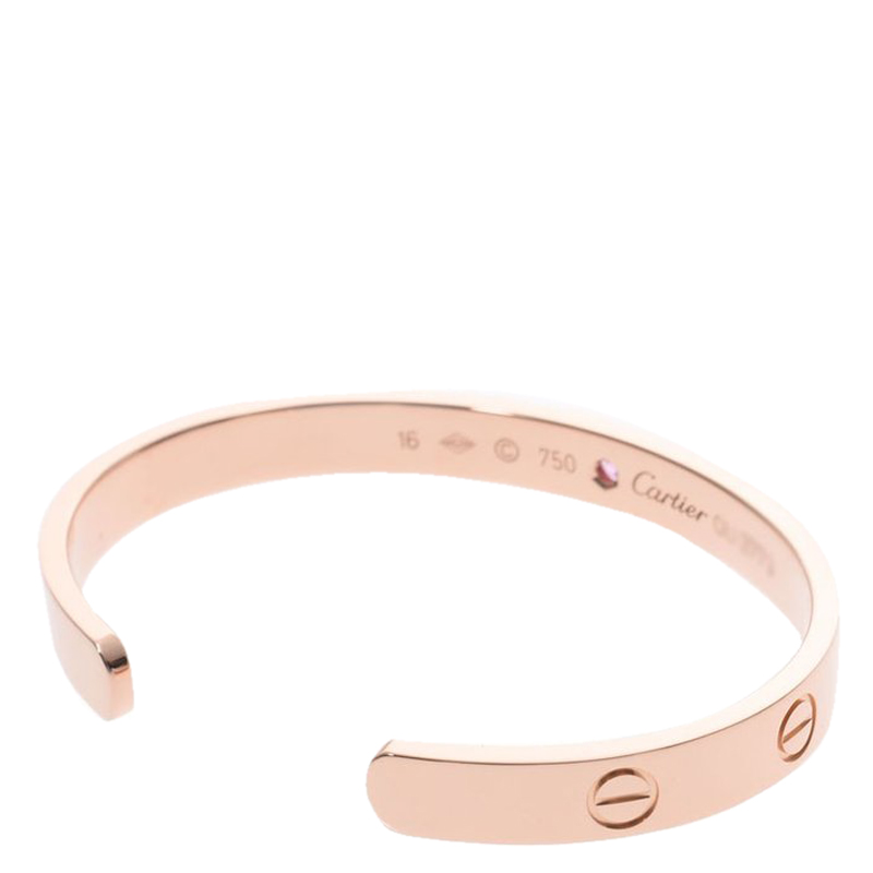 

Cartier Love 18K Rose Gold And Pink Sapphire Open Bracelet Size