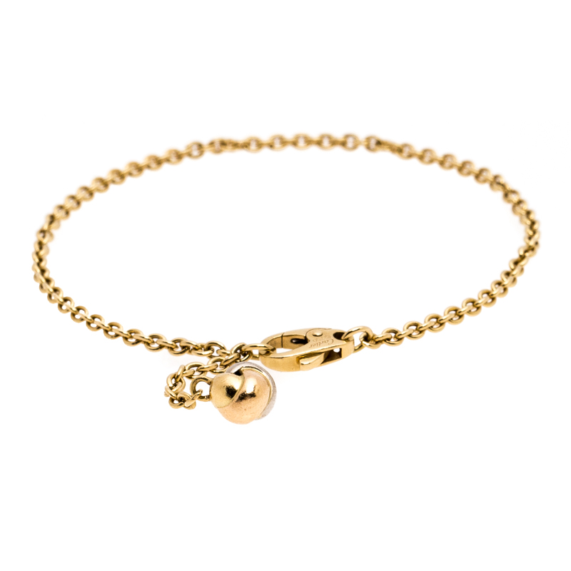 

Cartier Trinity Knot Three Tone 18K Gold Chain Link Dangling Charm Bracelet