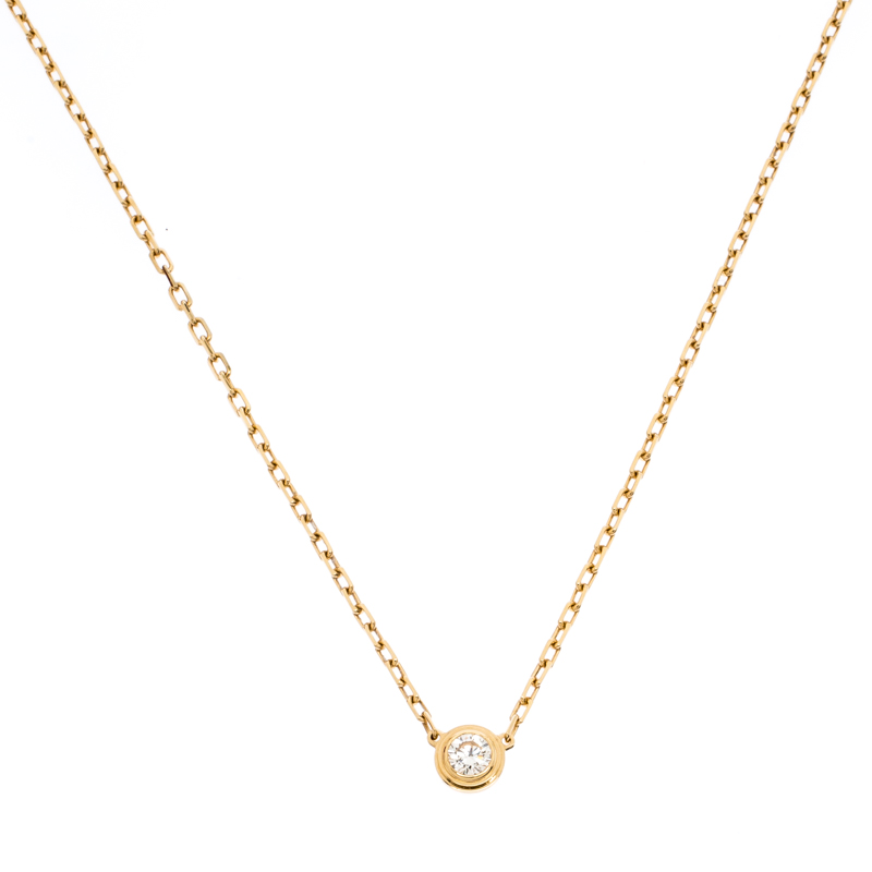 Cartier Diamants Légers Diamond 18k Yellow Gold Pendant Necklace SM