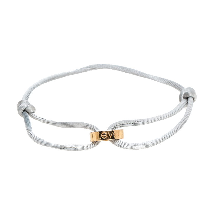 Pre Owned Cartier Love 18K Rose Gold Grey Cord Adjustable Bracelet