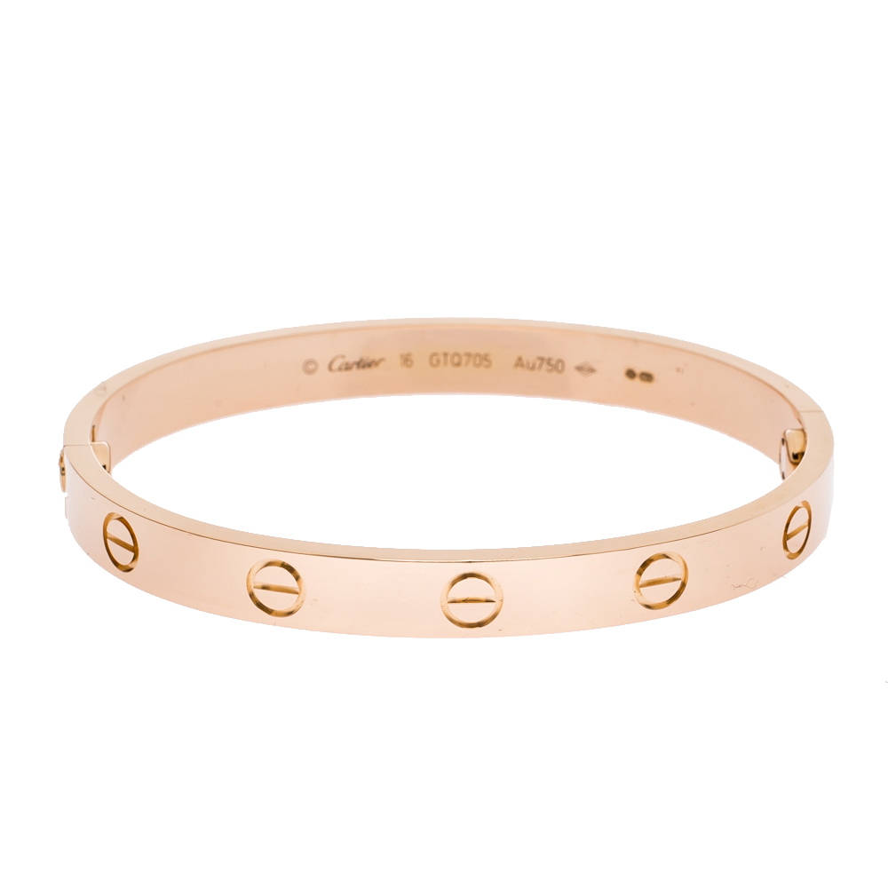 cartier love bracelet rose gold size 16