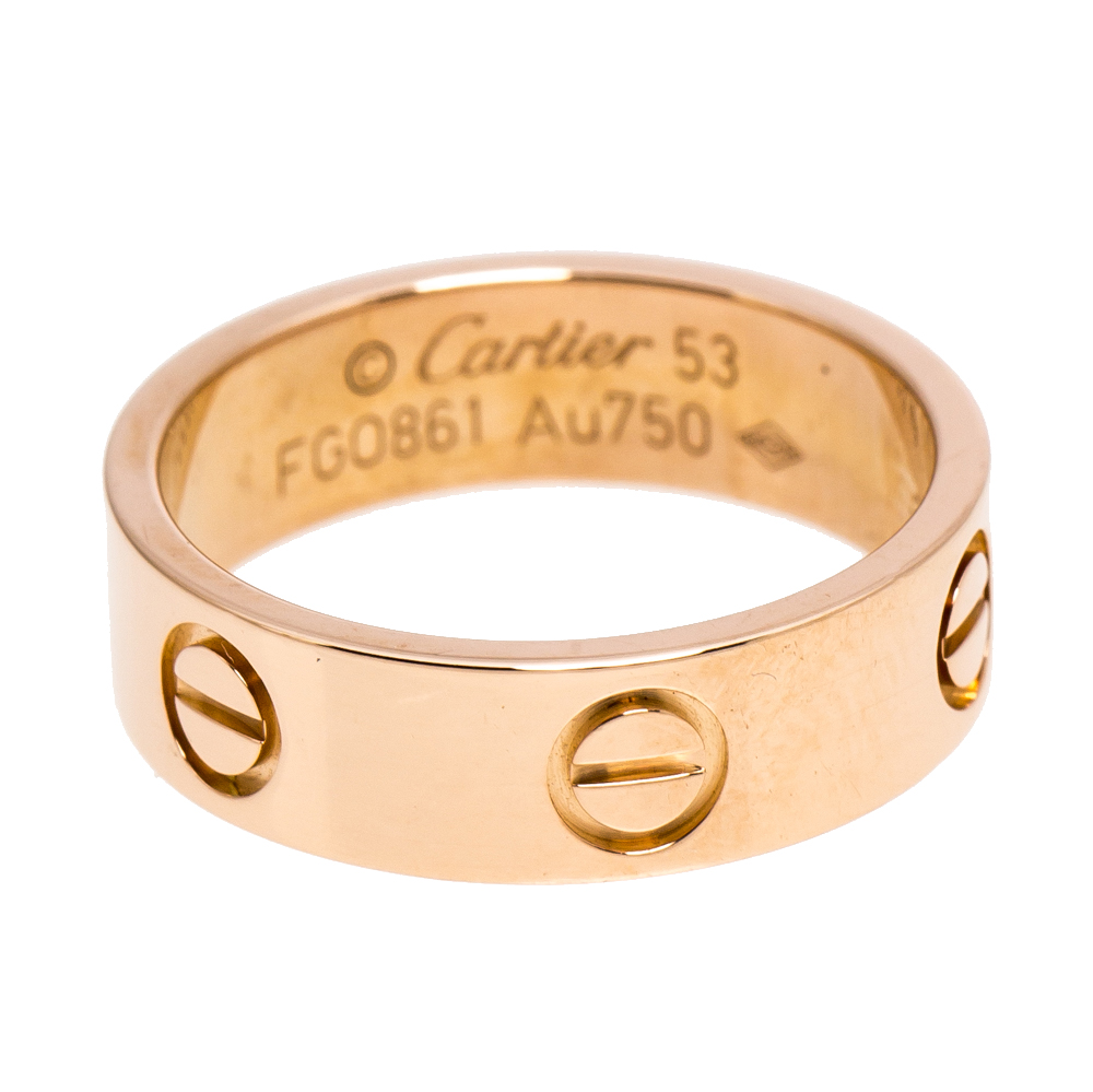 

Cartier Love 18K Rose Gold Band Ring Size