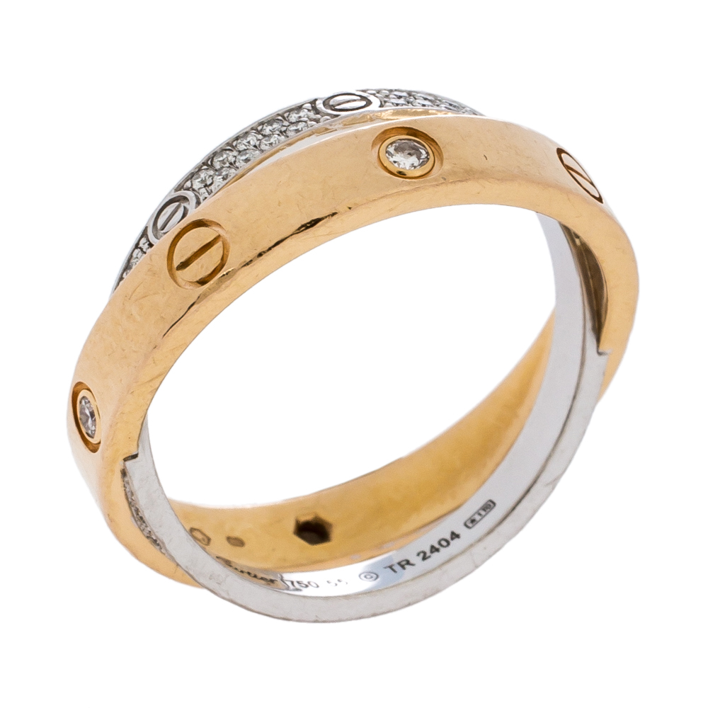 Two Tone 18K Gold Double Band Ring Size 