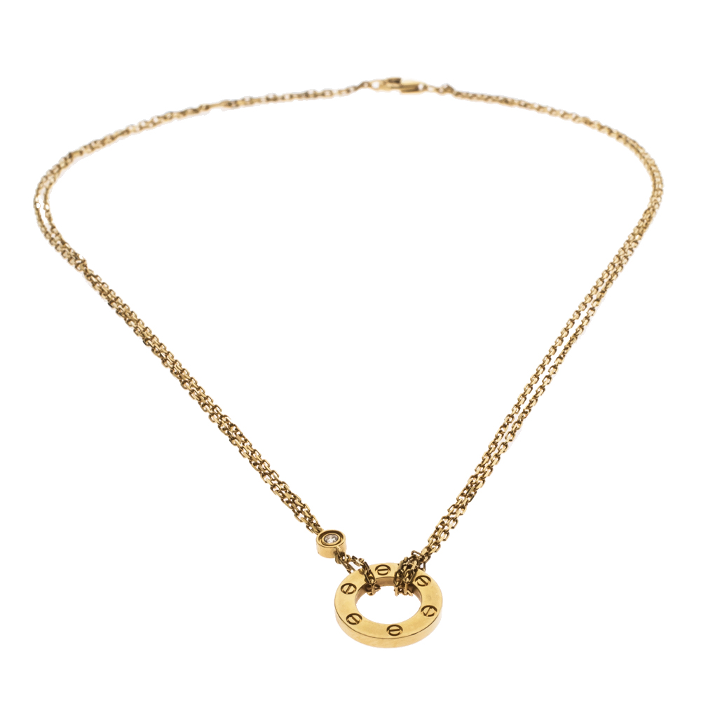 

Cartier Love Diamond 18K Yellow Gold Double Chain Necklace
