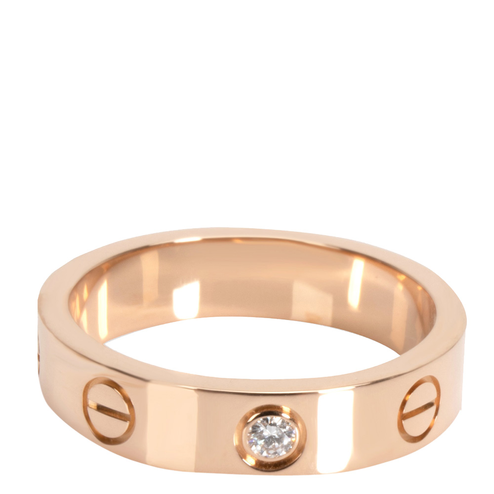 

Cartier 18K Rose Gold Diamond Love Band Ring Size