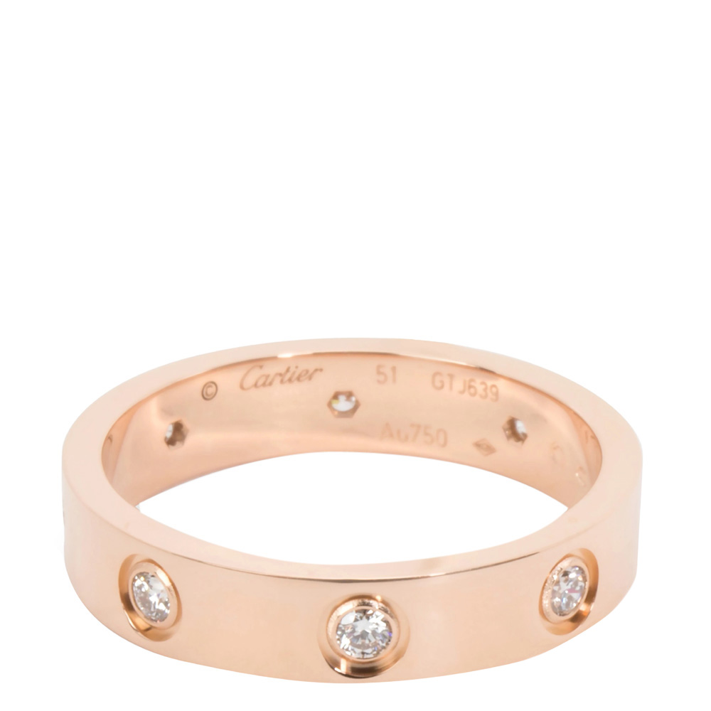 

Cartier Love 18K Rose Gold Diamond Band Ring Size