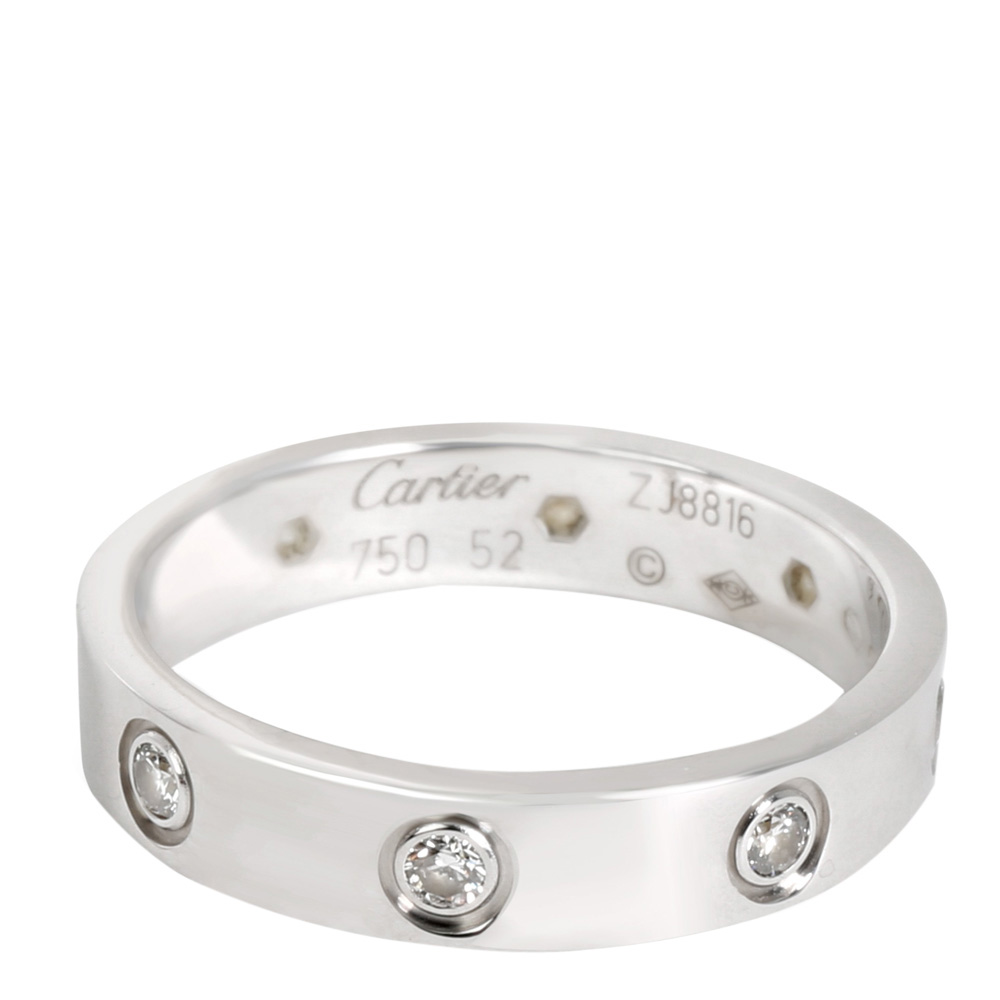 

Cartier Love 18K White Gold Diamond Band Ring Size