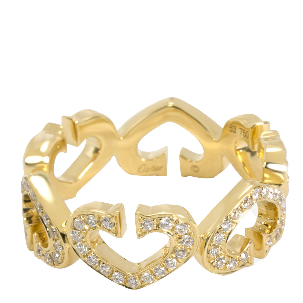 

Cartier 18K Yellow Gold C Hearts of Cartier Diamond Ring Size