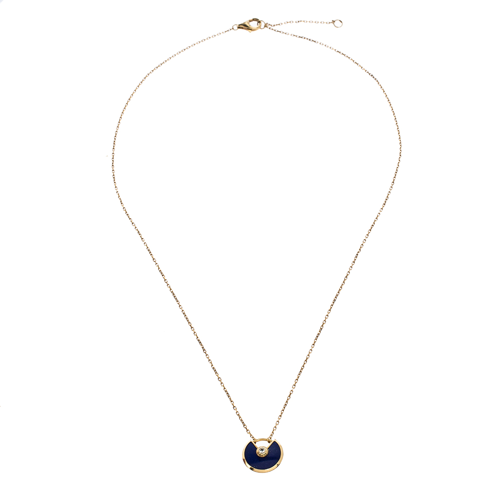 

Cartier Amulette De Cartier Diamond Lapis Lazuli 18K Yellow Gold Necklace