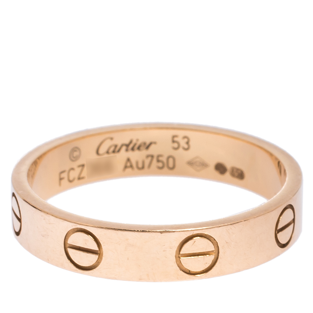 

Cartier Love 18K Rose Gold Wedding Band Ring Size
