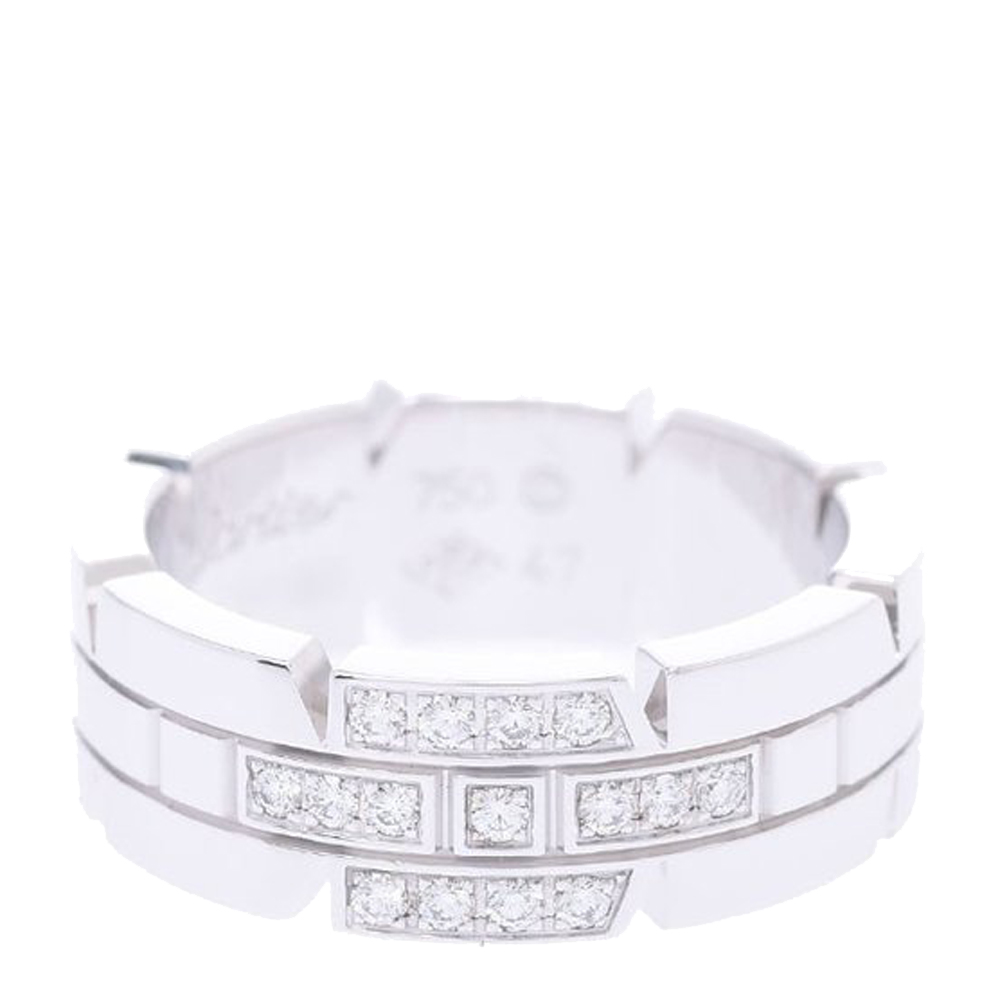 

Cartier Tank Francaise 18K White Gold Half Diamond Ring Size