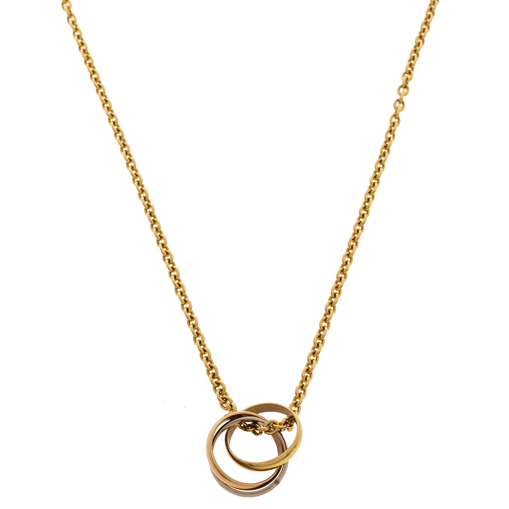 Pre Owned Cartier Trinity Vintage 18K Three Tone Gold Pendant Necklace