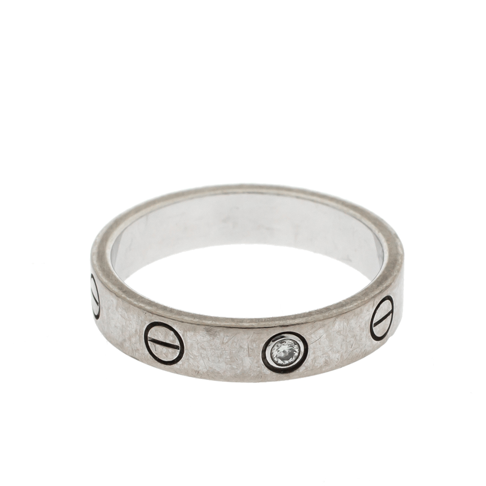 

Cartier Love Diamond 18K White Gold Band Ring Size