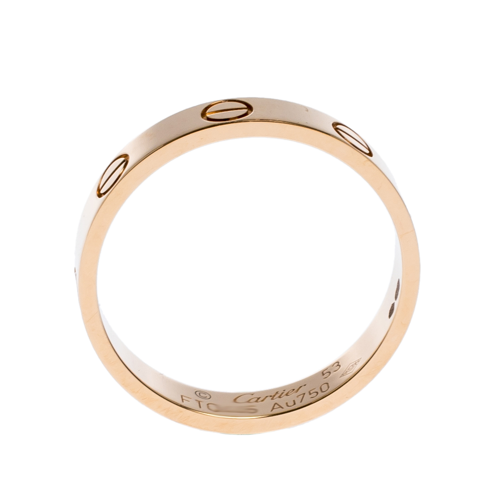 

Cartier Love 18K Rose Gold Narrow Wedding Band Ring Size
