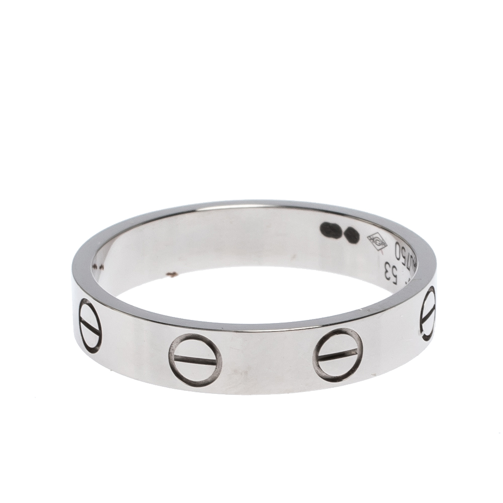 

Cartier Love 18K White Gold Narrow Wedding Band Ring Size