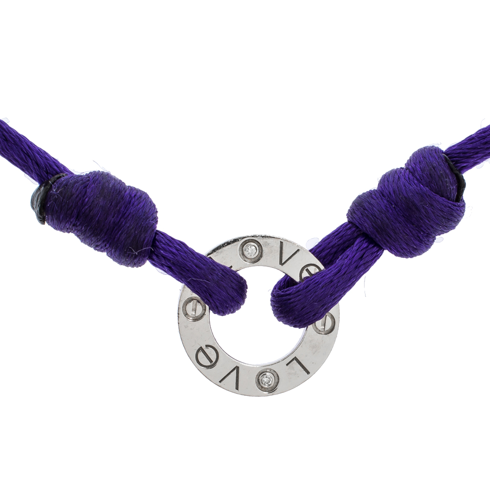 

Cartier Love Diamond 18K White Gold Purple Adjustable Cord Bracelet