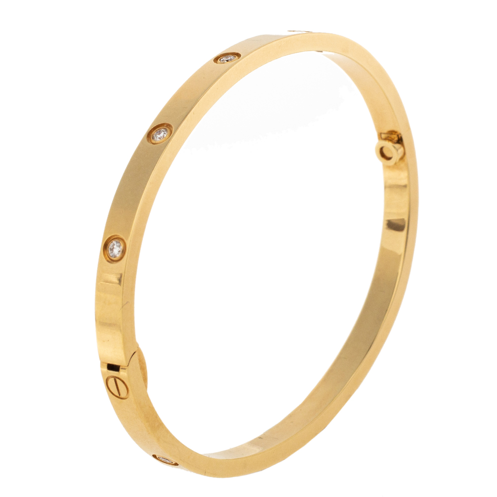 

Cartier Love 10 Diamond 18K Yellow Gold Narrow Bangle Bracelet 15