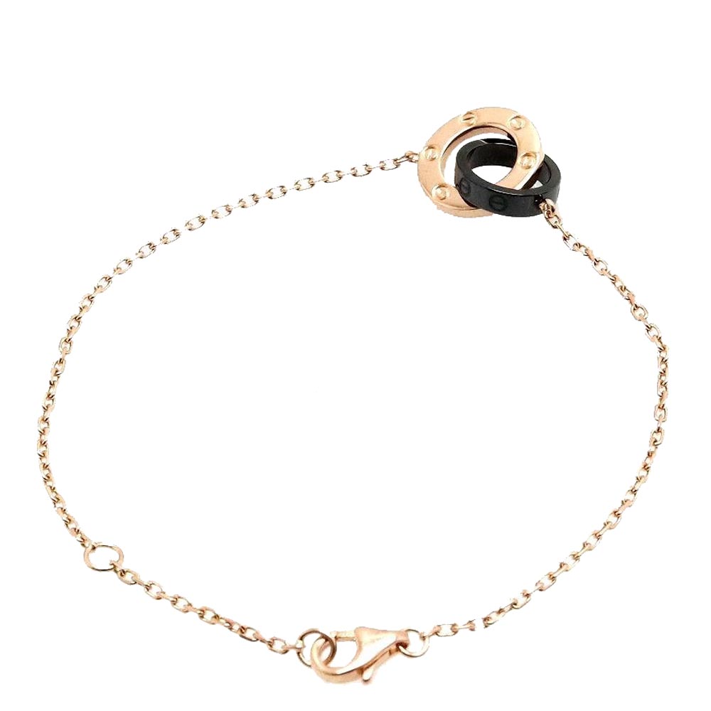 

Cartier Love 18K Rose Gold 3 Diamond Black Ceramic Bracelet