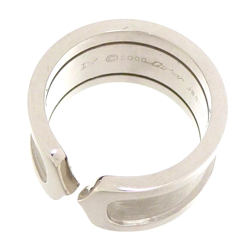 

Cartier Double C de Carttier Vintage 18K White Gold Wide Band Ring Size