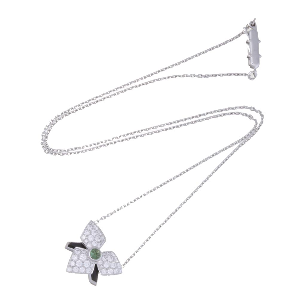 

Cartier Black/Green Onyx Diamond 18K White Gold Necklace