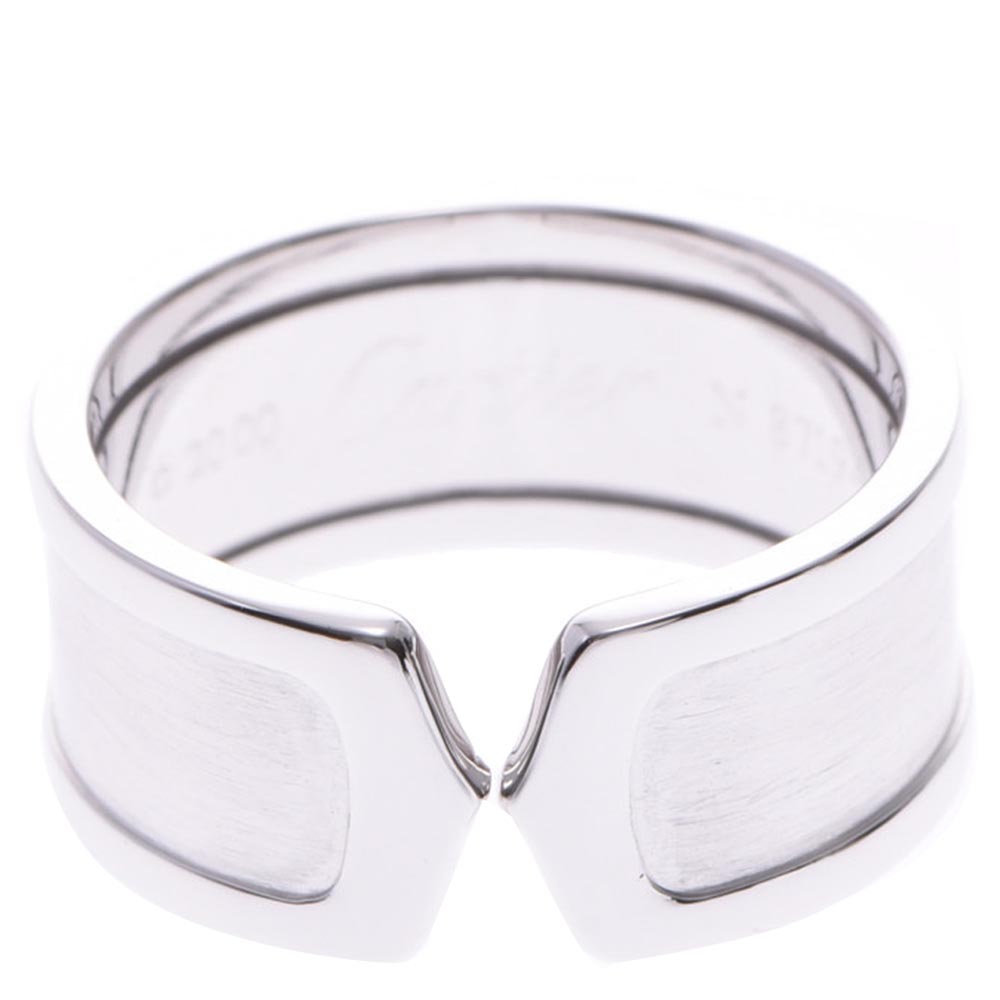 

Cartier Double C de Carttier Vintage 18K White Gold Wide Band Ring Size