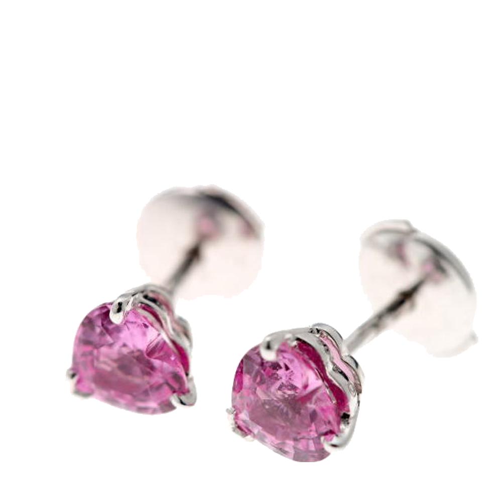 

Cartier Heart Shape Pink Sapphire 18K Whie Gold Earrings