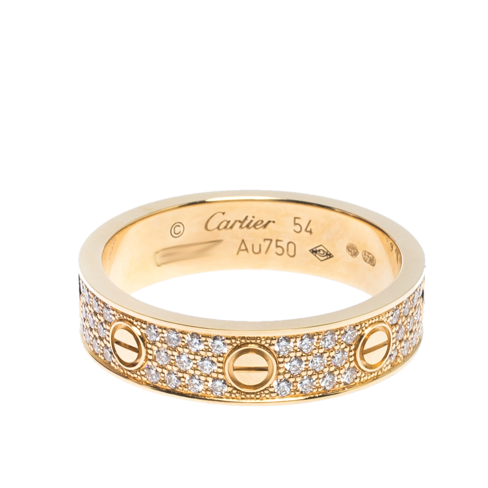 

Cartier Love Diamond 18K Rose Gold Wedding Band Ring EU 54