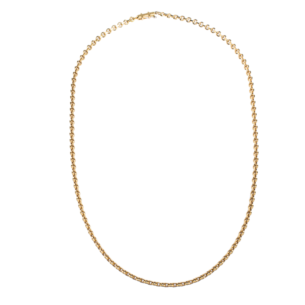 Pre-owned Cartier 18k Yellow Gold Flat Round Chain Link Necklace
