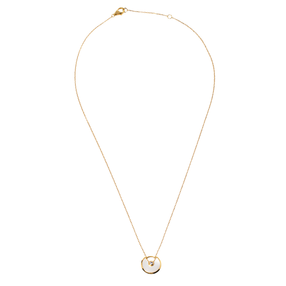 

Cartier Amulette De Cartier Diamond Mother of Pearl 18K Yellow Gold Necklace