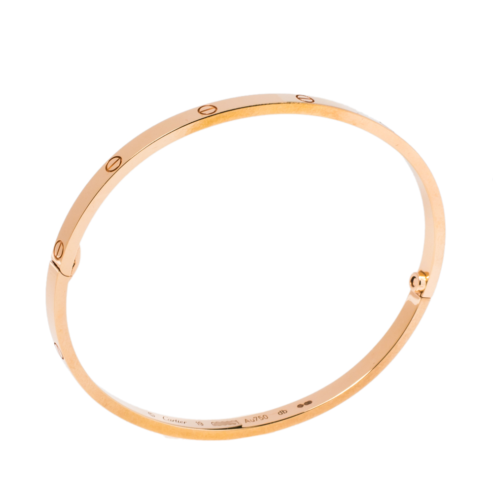 

Cartier LOVE 18K Rose Gold Narrow Bangle Bracelet 19