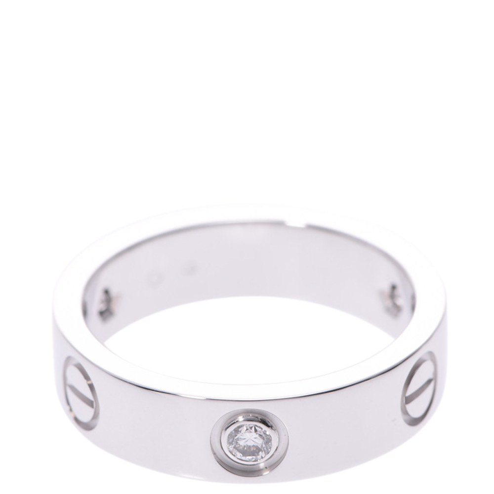

Cartier Love 18K White Gold Hald Diamond Ring Size 59, Silver