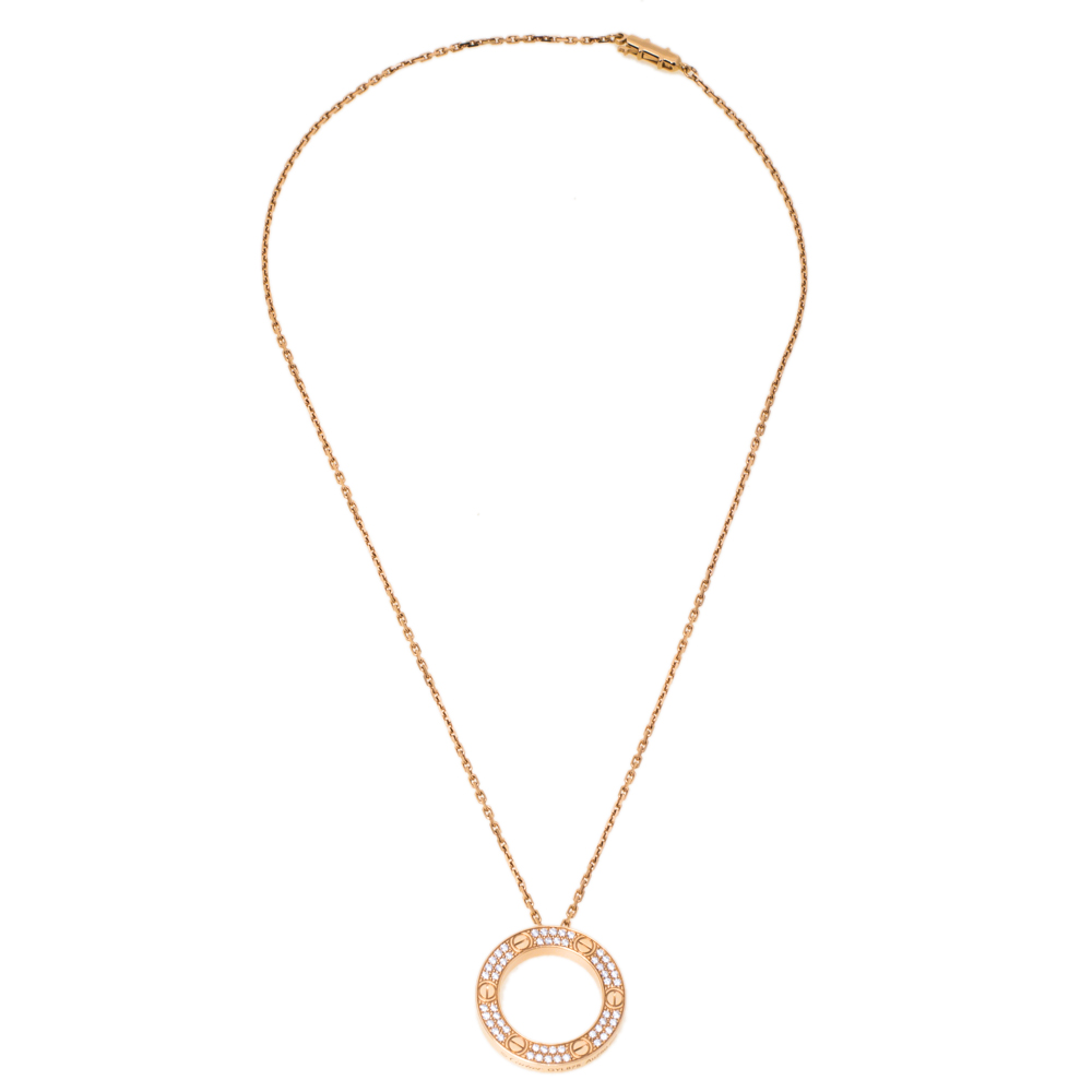 

Cartier Love Diamond Paved 18K Rose Gold Necklace