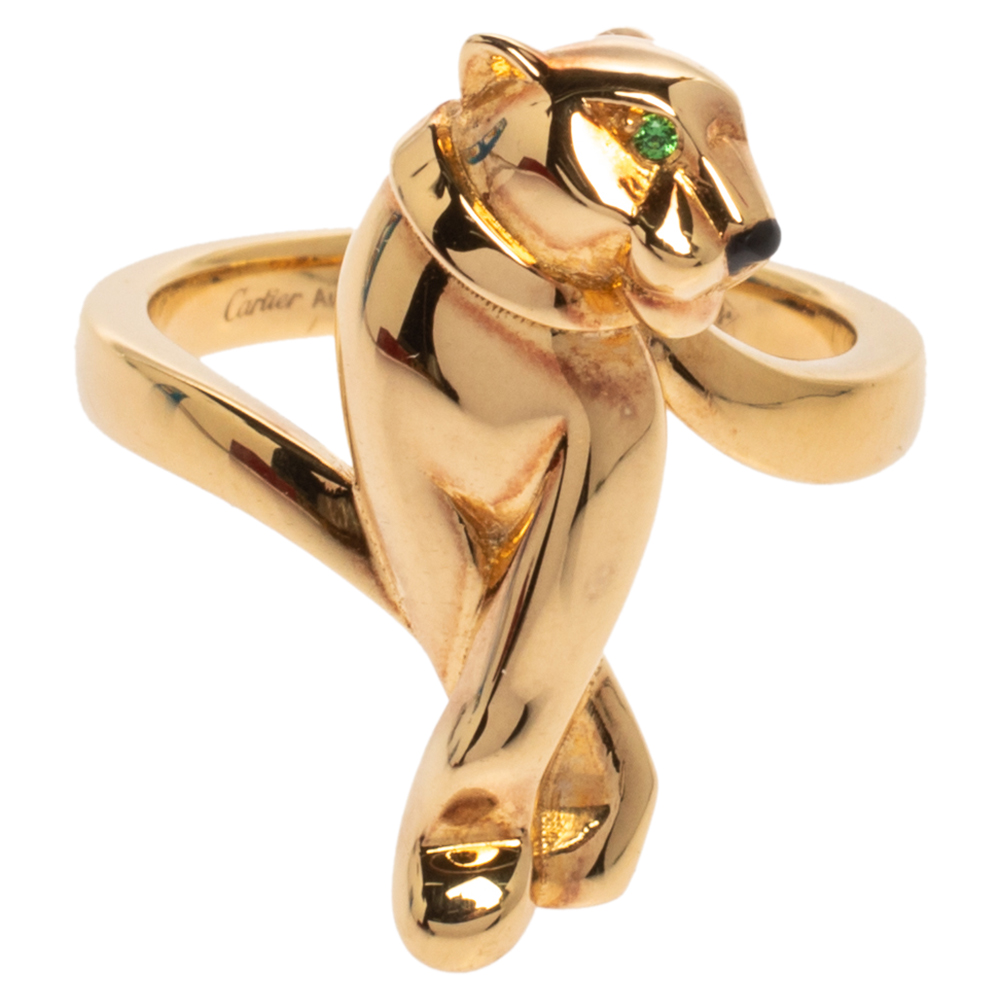 

Cartier Panthere de Cartier Tsavorite Onyx 18K Yellow Gold Ring Size