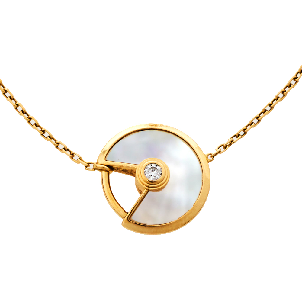 

Cartier Amulette De Cartier White Mother of Pearl & Diamond 18k Yellow Gold  Bracelet