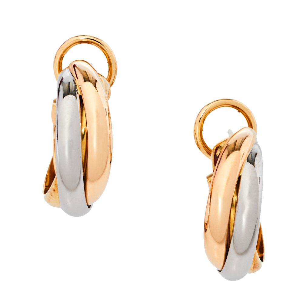 

Cartier Trinity 18K Three Tone Gold Hoop Earrings
