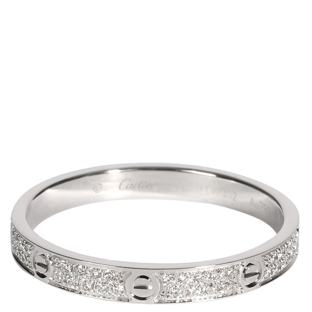 

Cartier Love Diamond Wedding 18K White Gold Ring Size EU 56