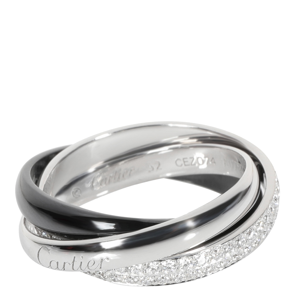 

Cartier Trinity Diamond 18K White Gold/Ceramic Ring Size EU 50